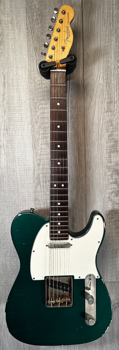 Front full view of Used T-Style Parts Guitar MJT Body Sherwood Green Metallic w/case 