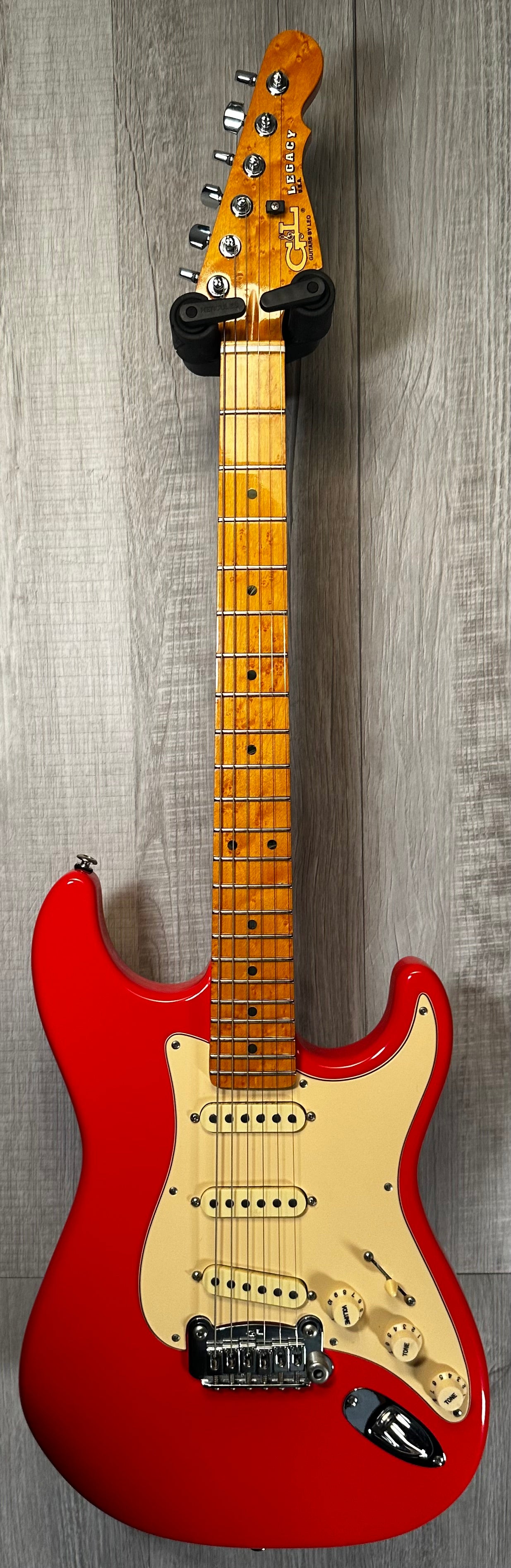 Front full view of Used 2004 G&L Legacy Fiesta Red w/case 