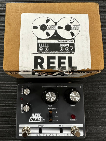 Top view with box of Used Templodevices Reel Deal-uxe Pedal w/box 