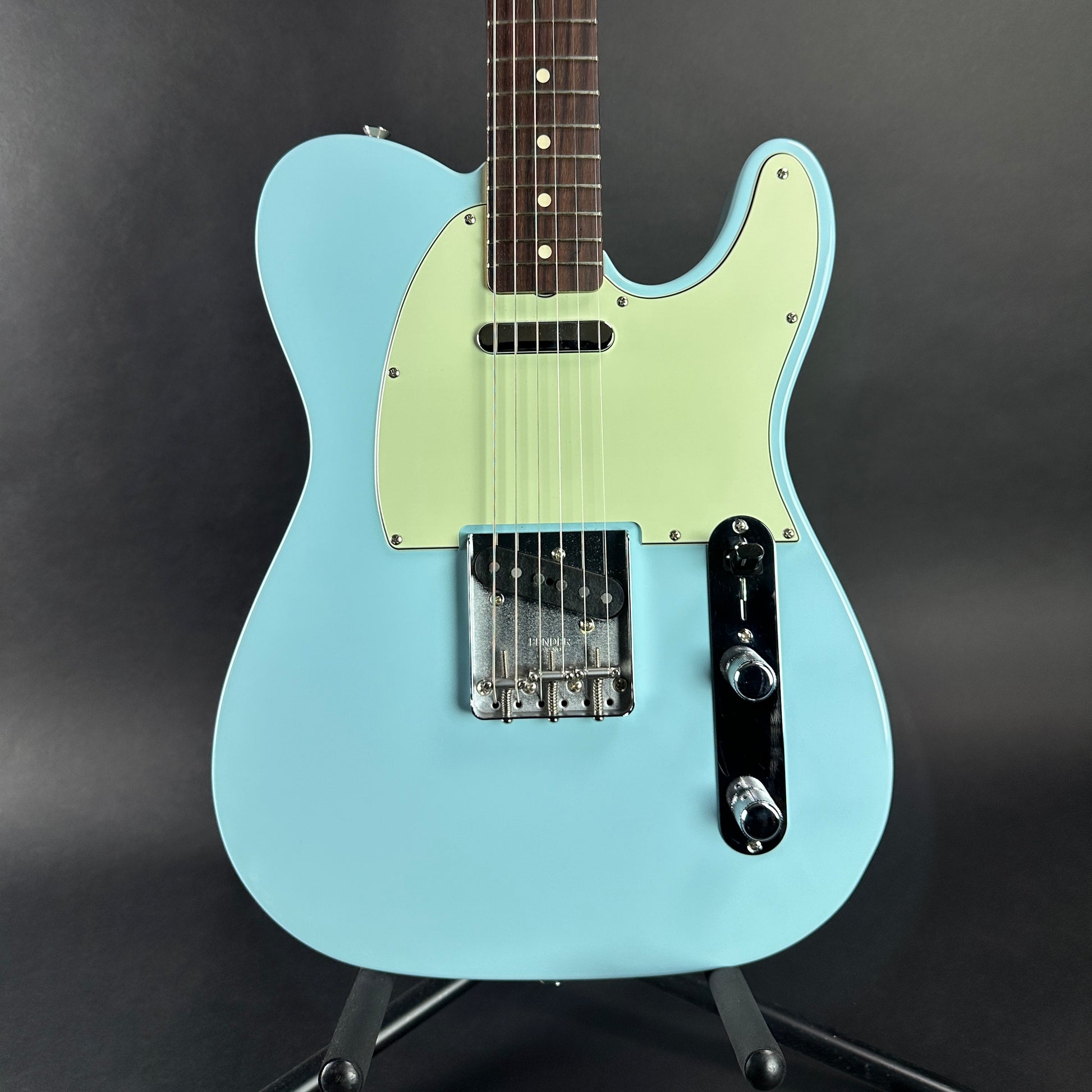 Front of body of Used Fender Vintera II 60's Telecaster Sonic Blue.