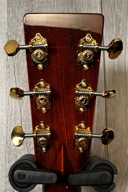 Back of headstock of Used Martin Custom Shop Dread Adirondack/WEIR Abalone Rosette w/case TSS3495