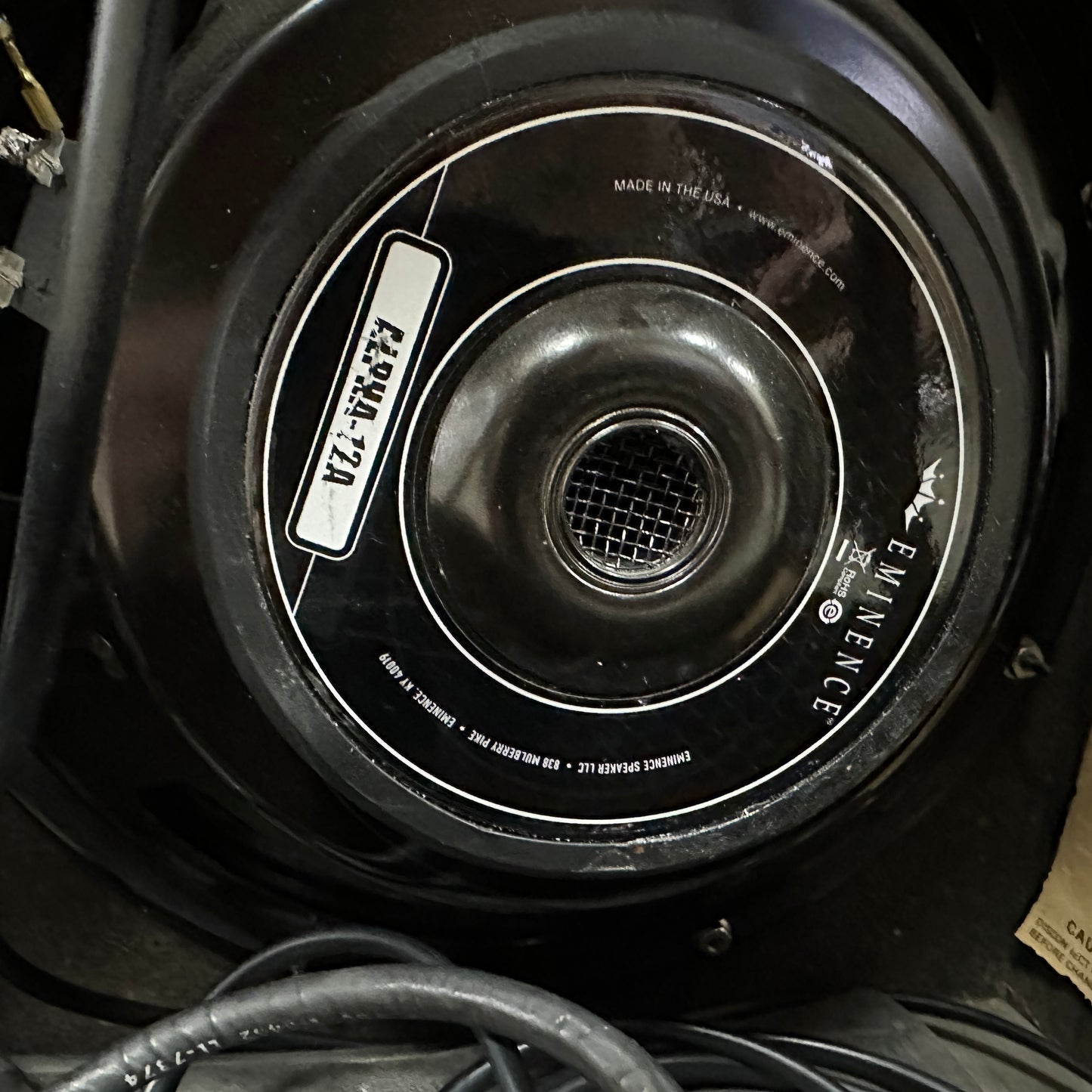 Speaker inside of Vintage 1979 Fender Twin Reverb Combo 2x12 Combo.