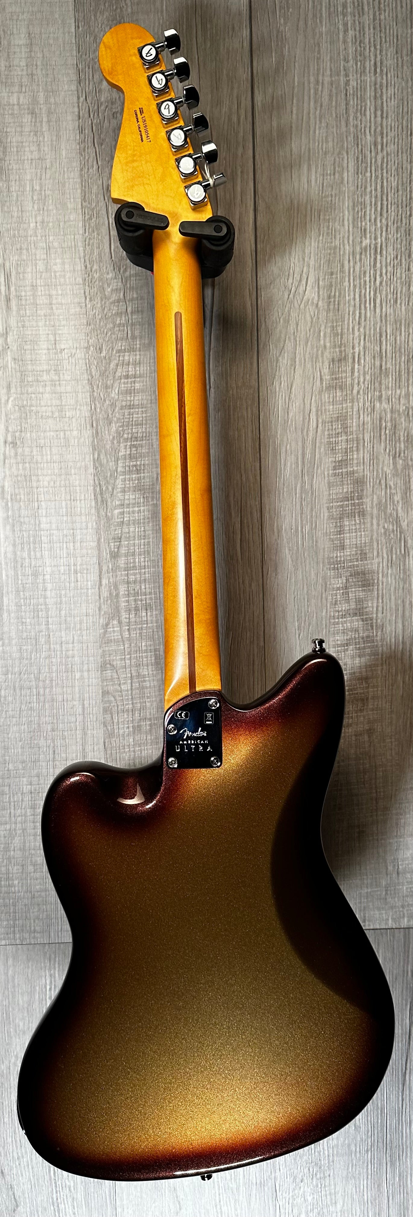 Full back of Used 2017 Fender American Ultra Jazzmaster Mocha Burst TSS2718.