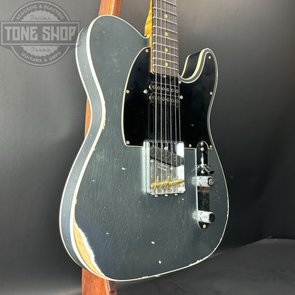 Front angle of Used Fender Custom Shop LTD HS Telecaster Custom Relic Aged Charcoal Frost Metallic.