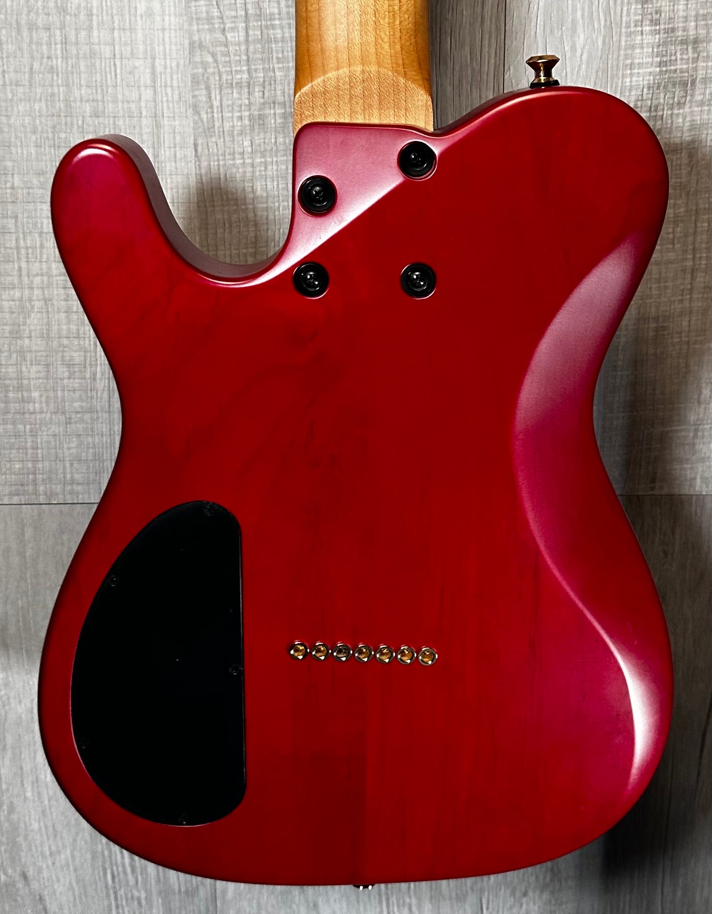 Back view of Used Kiesel S7 Solo Blood Red Seven String w/Gold Hardware w/Bag 