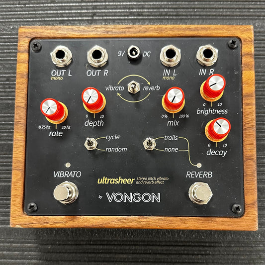 Top view of Used Vongon Ultrasheer Pitch Vibrato/Reverb Pedal w/box 