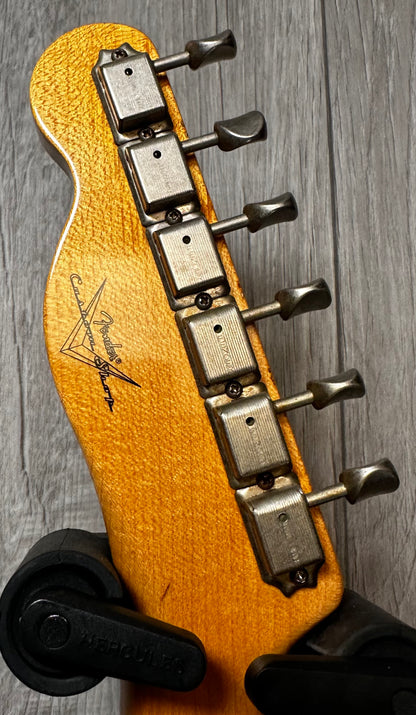 Back of headstock view of Used 2013 Fender Custom Shop '52 Telecaster Heavy Relic Copper w/case 