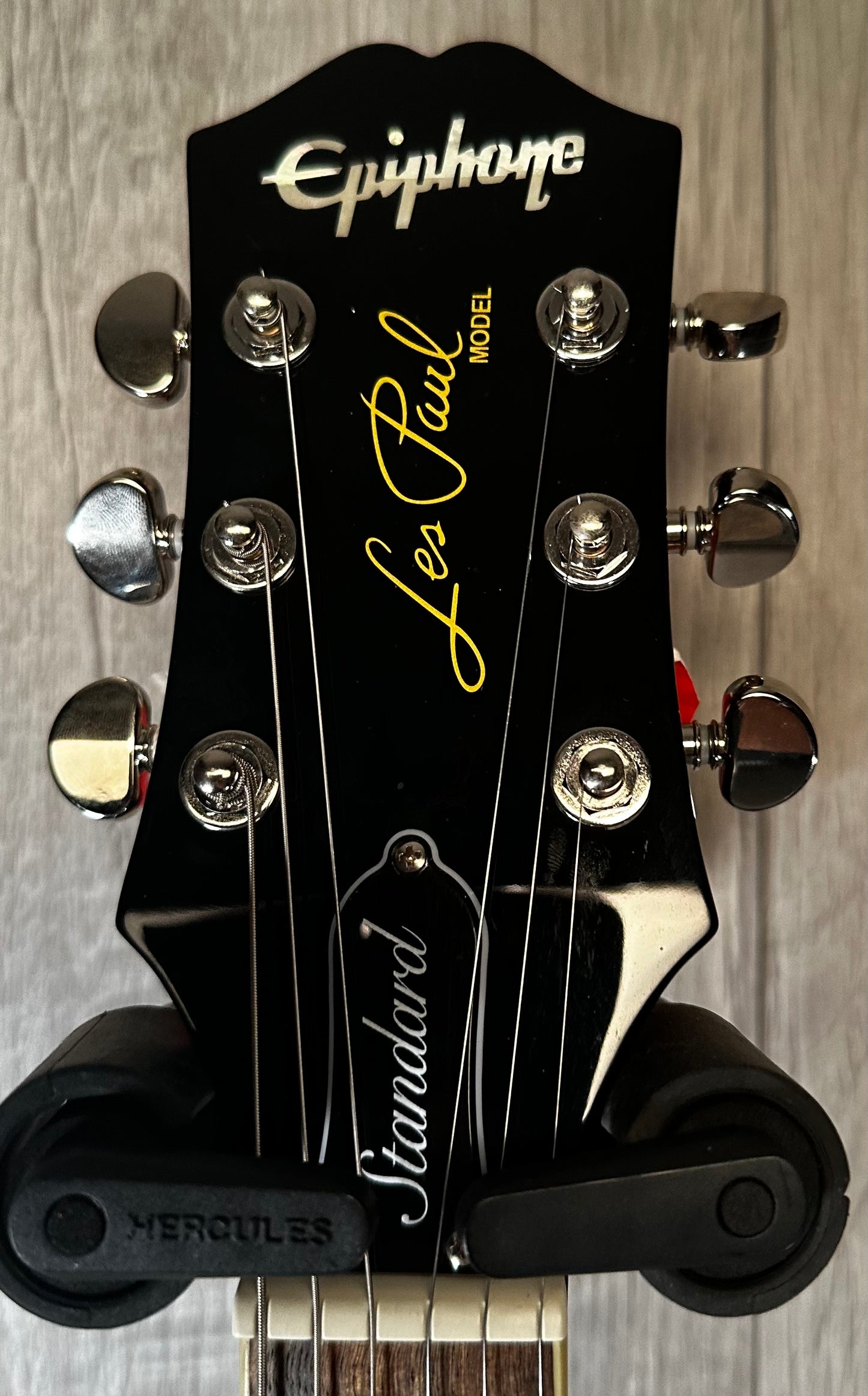 Headstock view of Used 2020 Epiphone Les Paul Standard 60s Ebony 