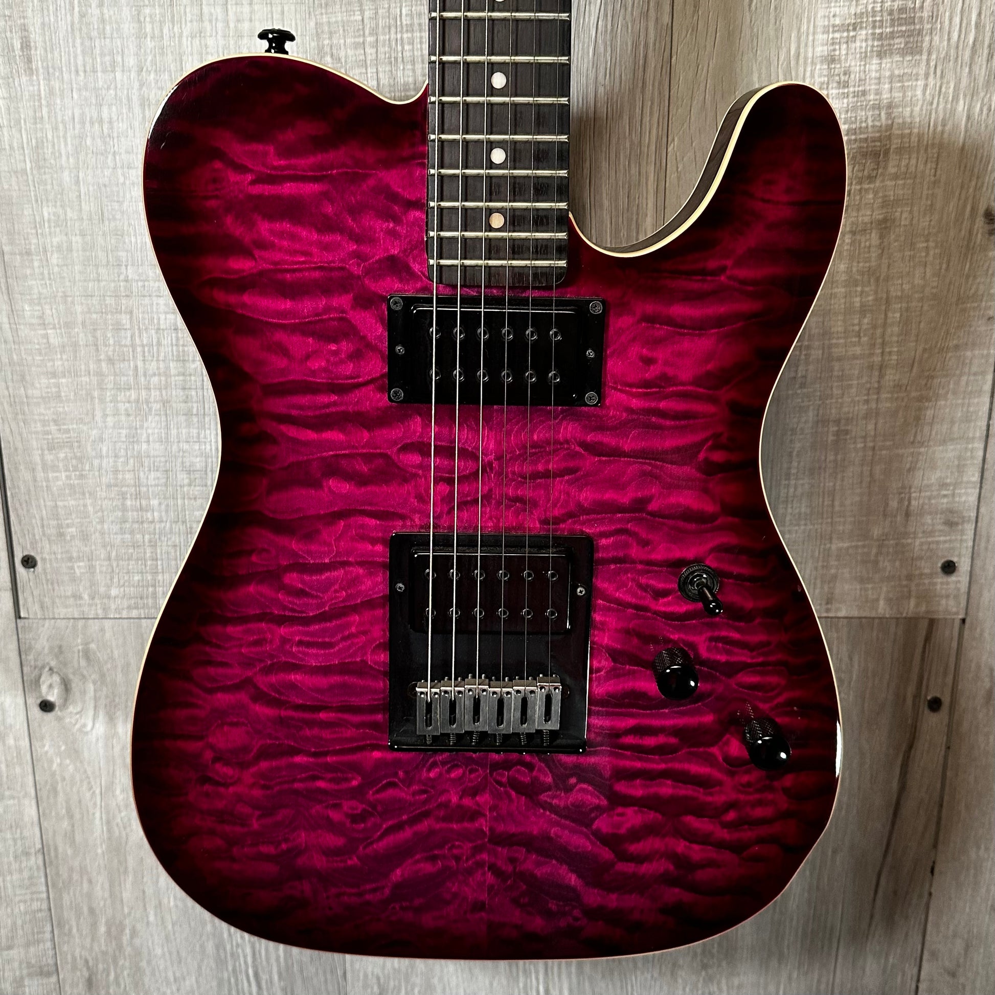 Front view of Used Schecter Diamond PT Pro Quilt Maple Purple 