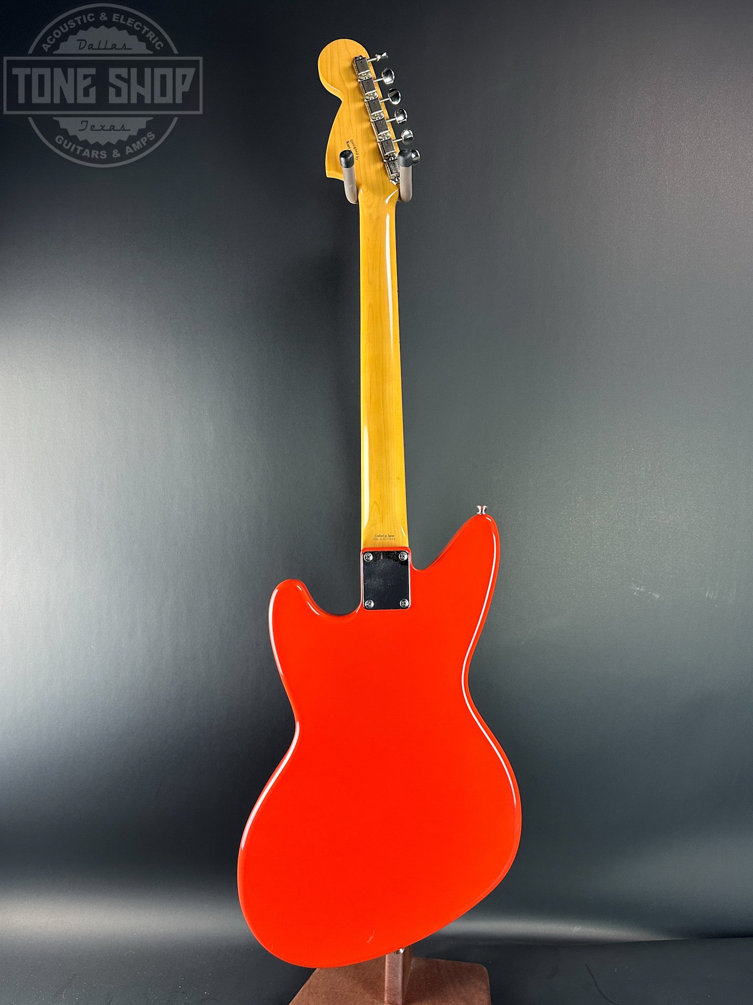 Full back of Used 2003 Fender MIJ Jag-Stang Fiesta Red.