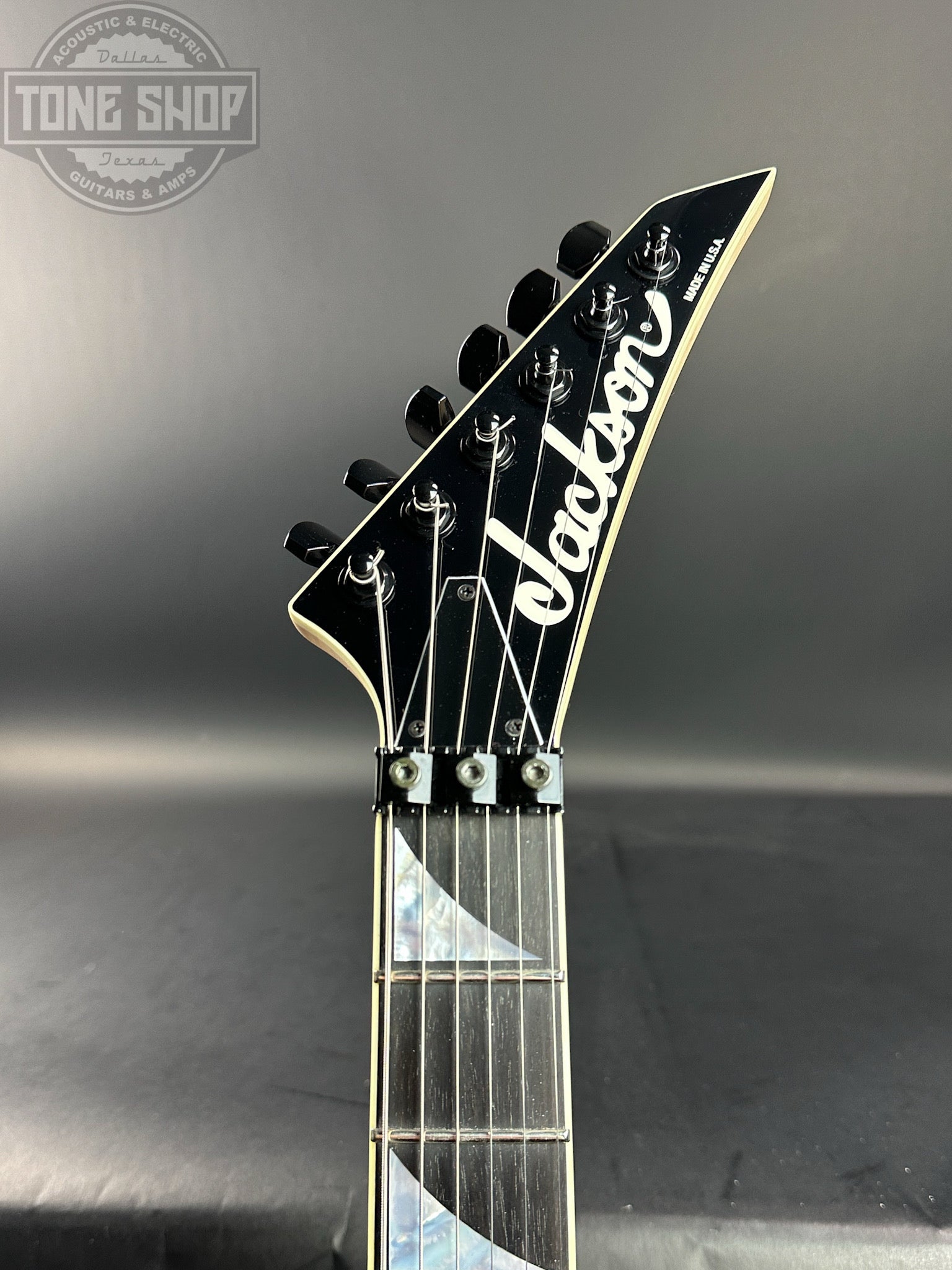 Headstock of Used Jackson DK1 Black.