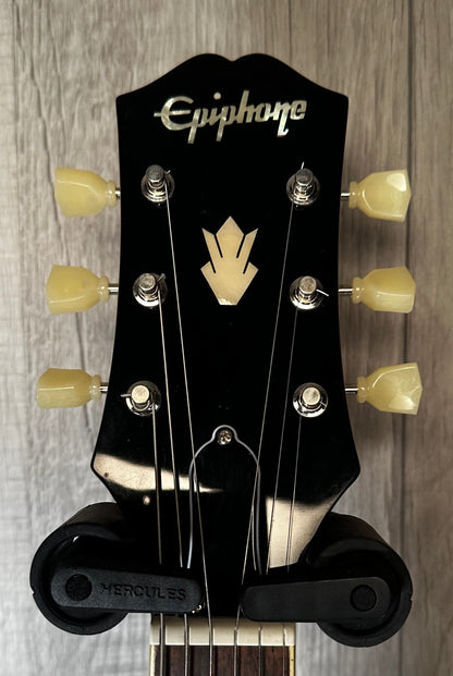 Headstock view of Used Epiphone ES-335 IG Sunburst w/case 