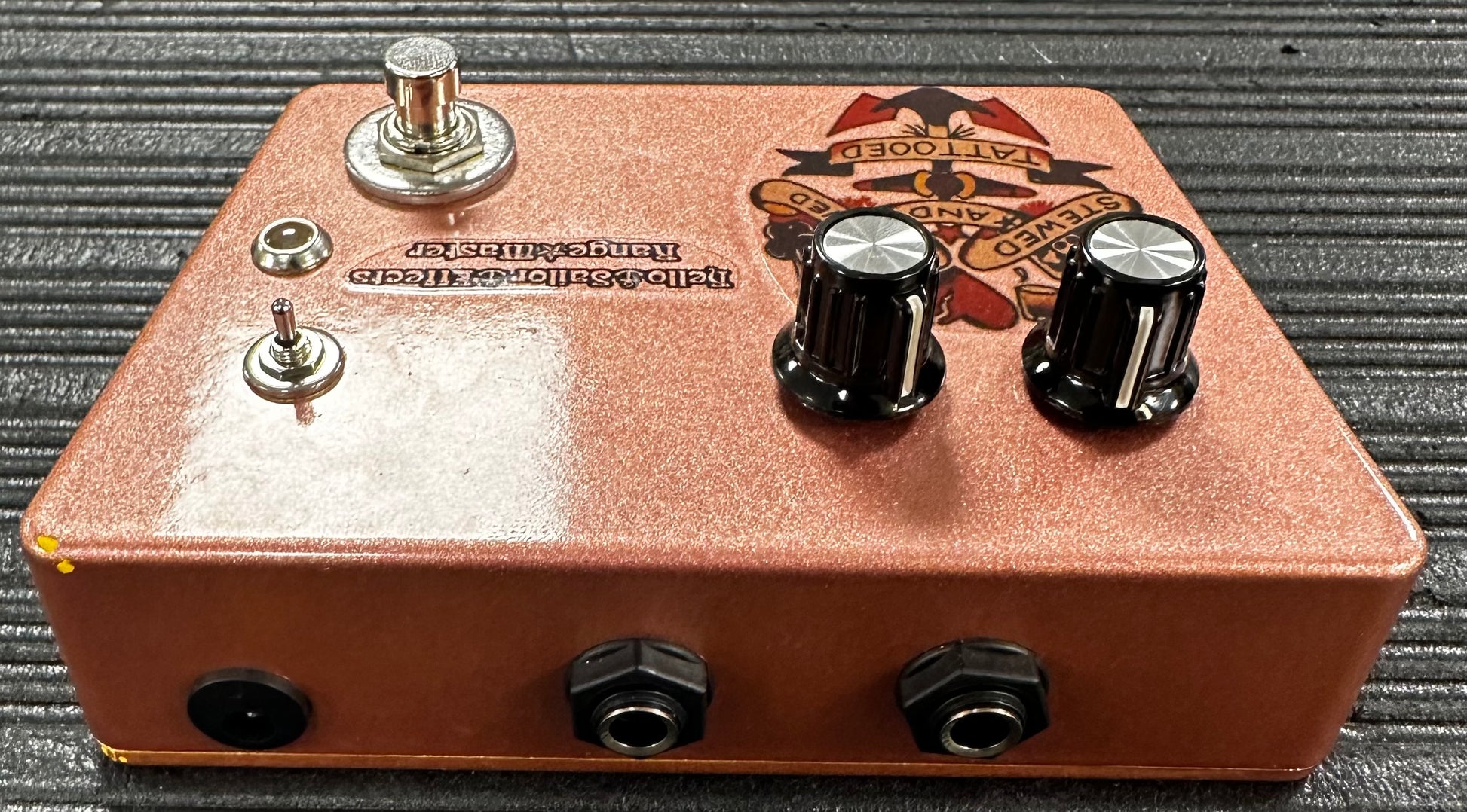 Back of Used Hello Sailor Effects Range Master Treble Booster Pedal w/NKT Germanium Transistor TSS3481