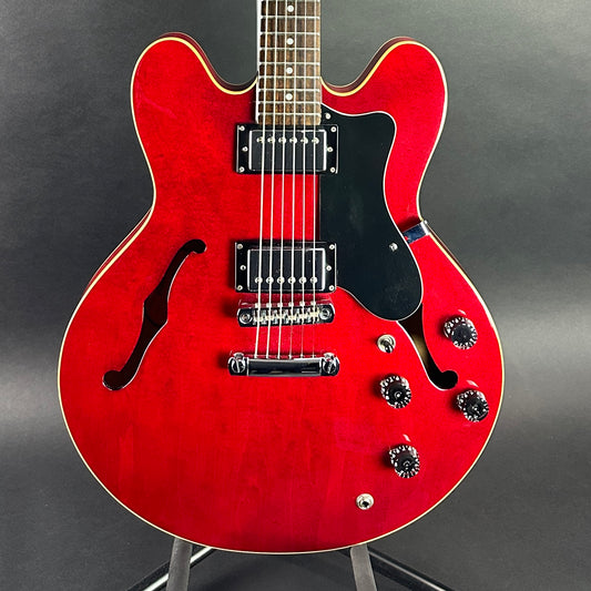 Front of body of Used 1999 Epiphone Dot Cherry.