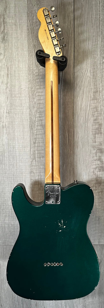 Back full view of Used T-Style Parts Guitar MJT Body Sherwood Green Metallic w/case 