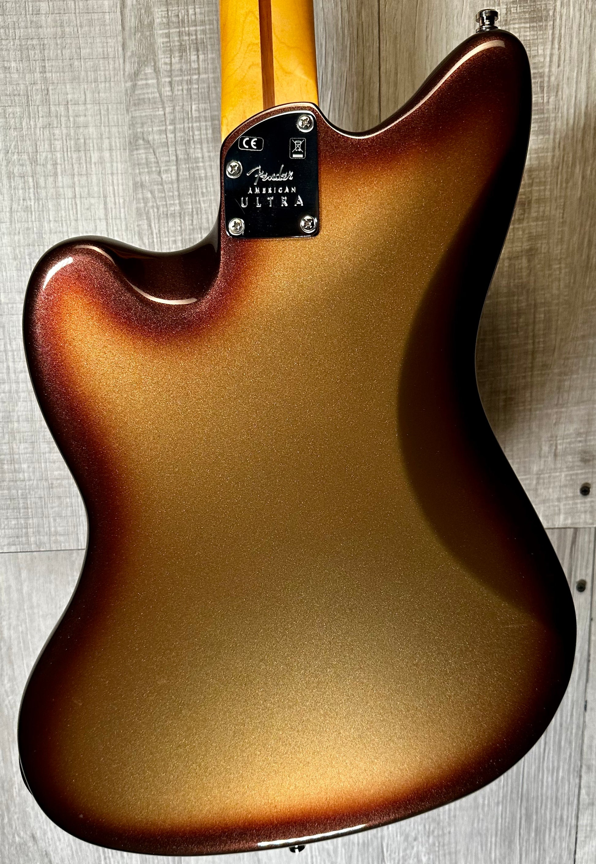 Back of Used 2017 Fender American Ultra Jazzmaster Mocha Burst TSS2718.