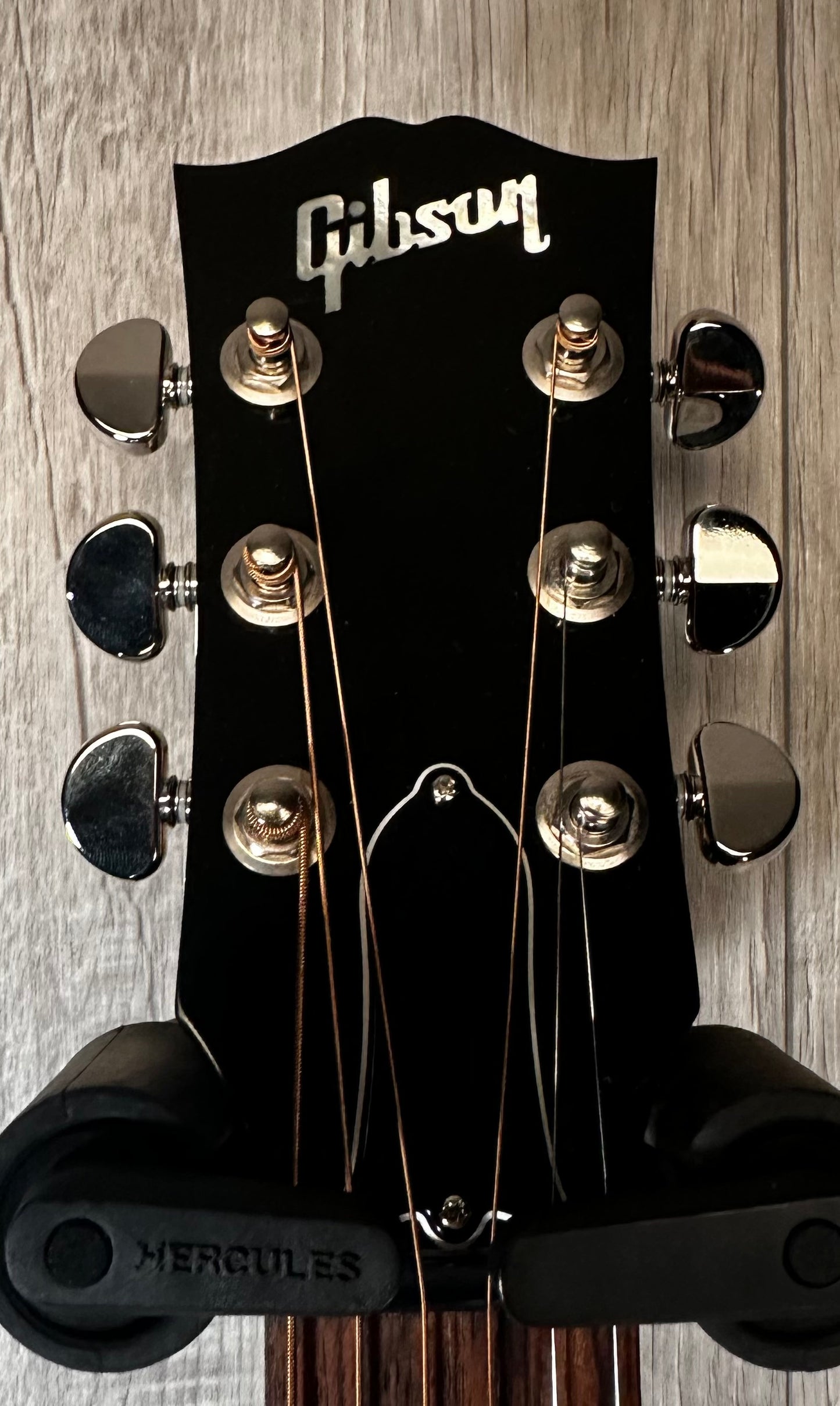 HEadstock view of Used 2014 Gibson J-45 Standard Sunburst w/case 
