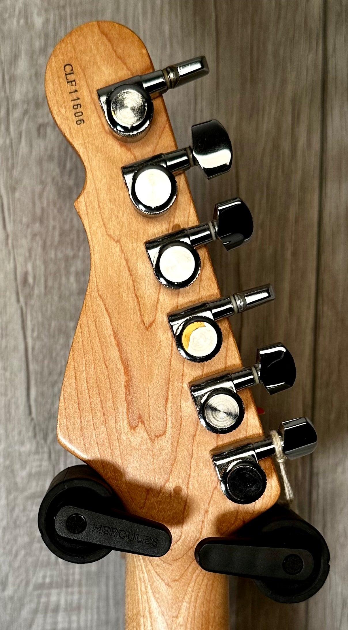 Back of headstock of Used 1999 G&L USA Legacy Black TSS2739.