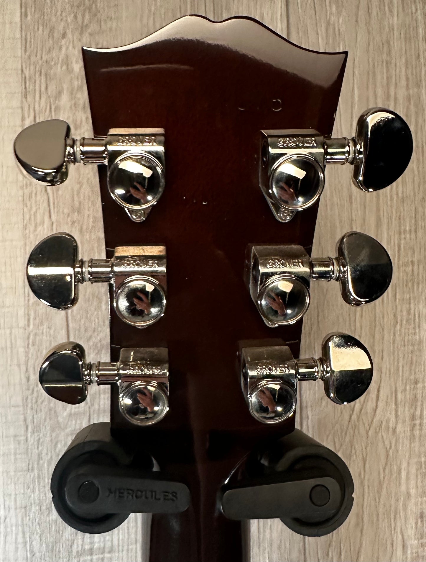 Back of headstock view of Used 2014 Gibson J-45 Standard Sunburst w/case 