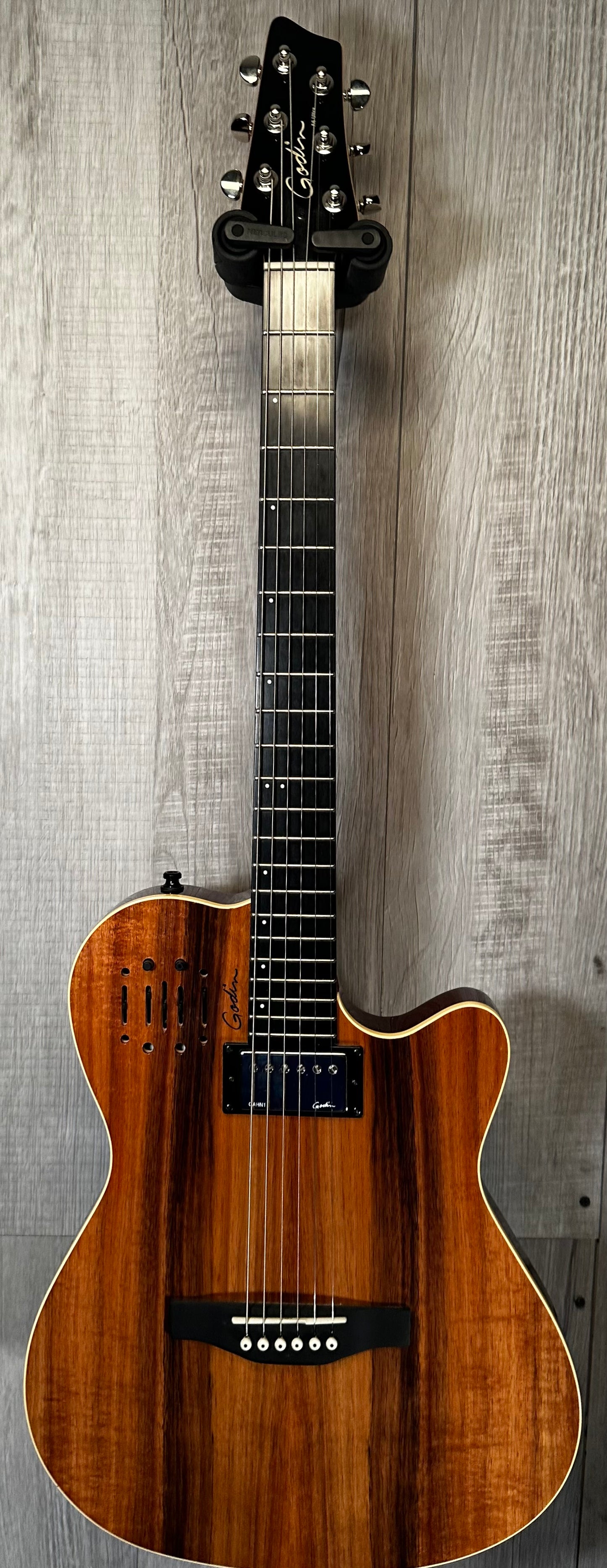 Full front of Used Godin A6 Ultra Koa Hybird w/bag TSS3475