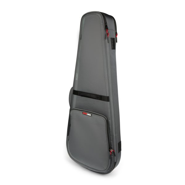 Front left angle of Gator G-ICON 335 Guitar Bag Gray.