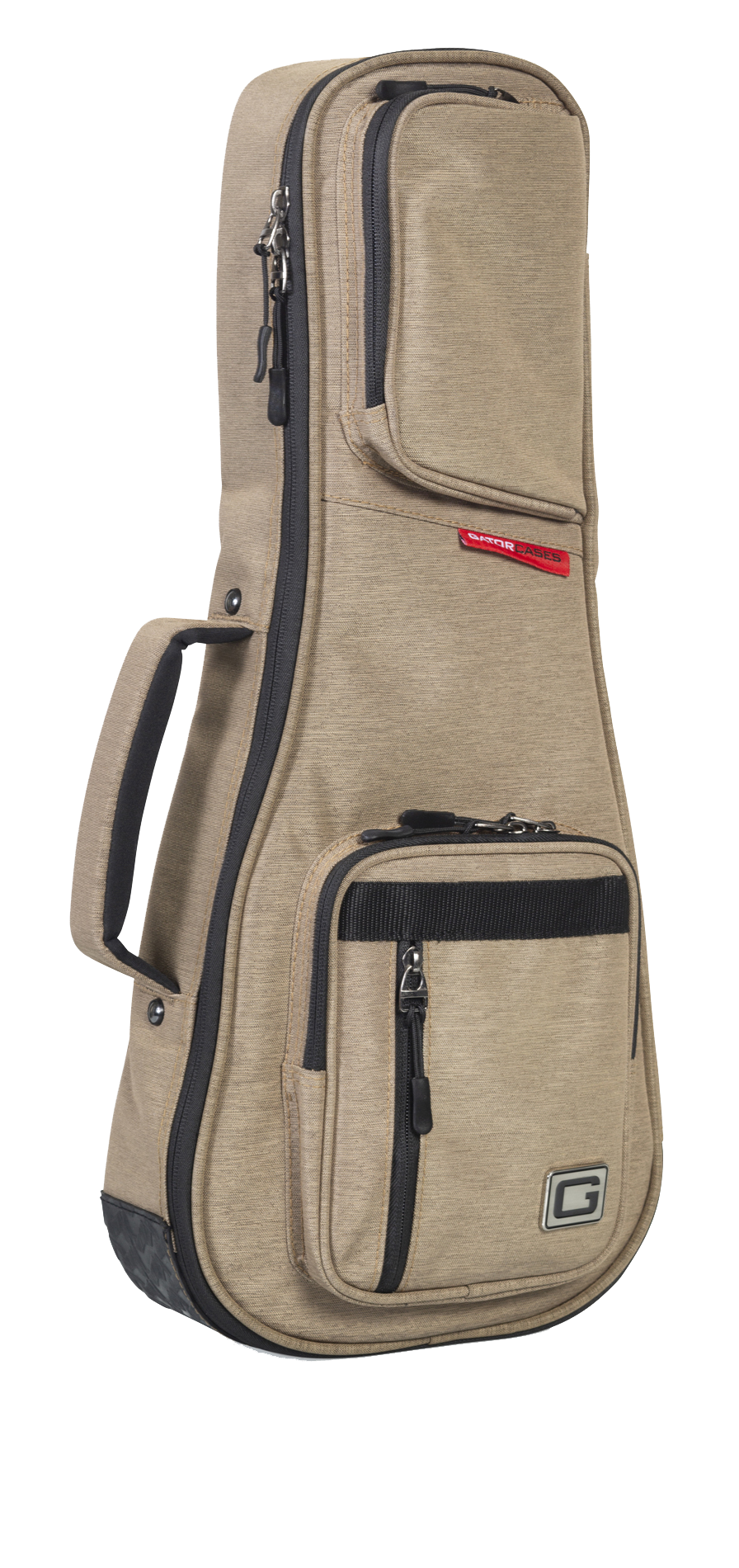 Front angle of Gator GT-UKE-SOP-TAN Sopran Uke Transit Bag Tan.