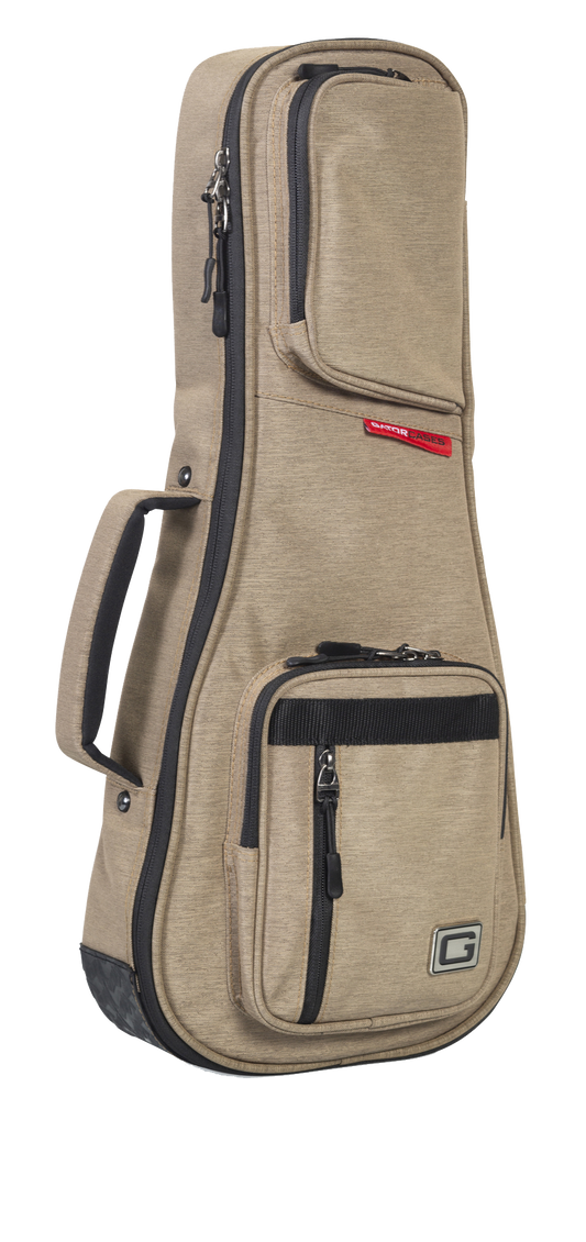 Front angle of Gator GT-UKE-SOP-TAN Sopran Uke Transit Bag Tan.