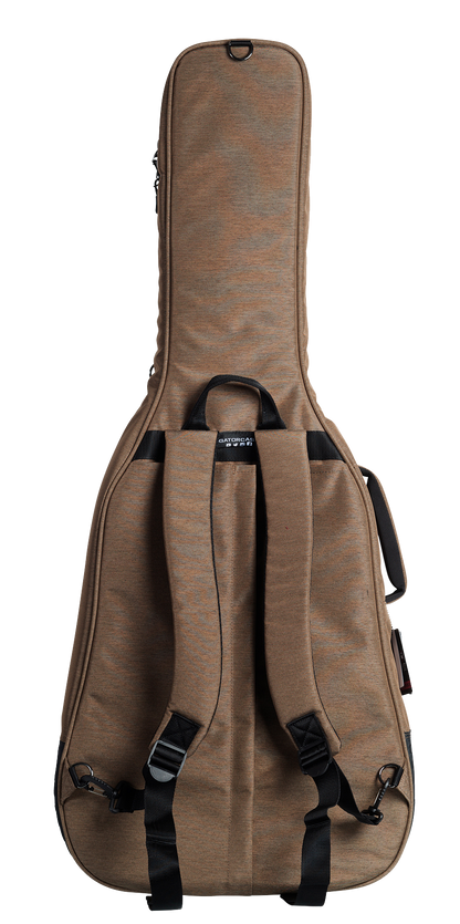 Back of Gator Transit Series Acoustic Guitar Bag Tan.