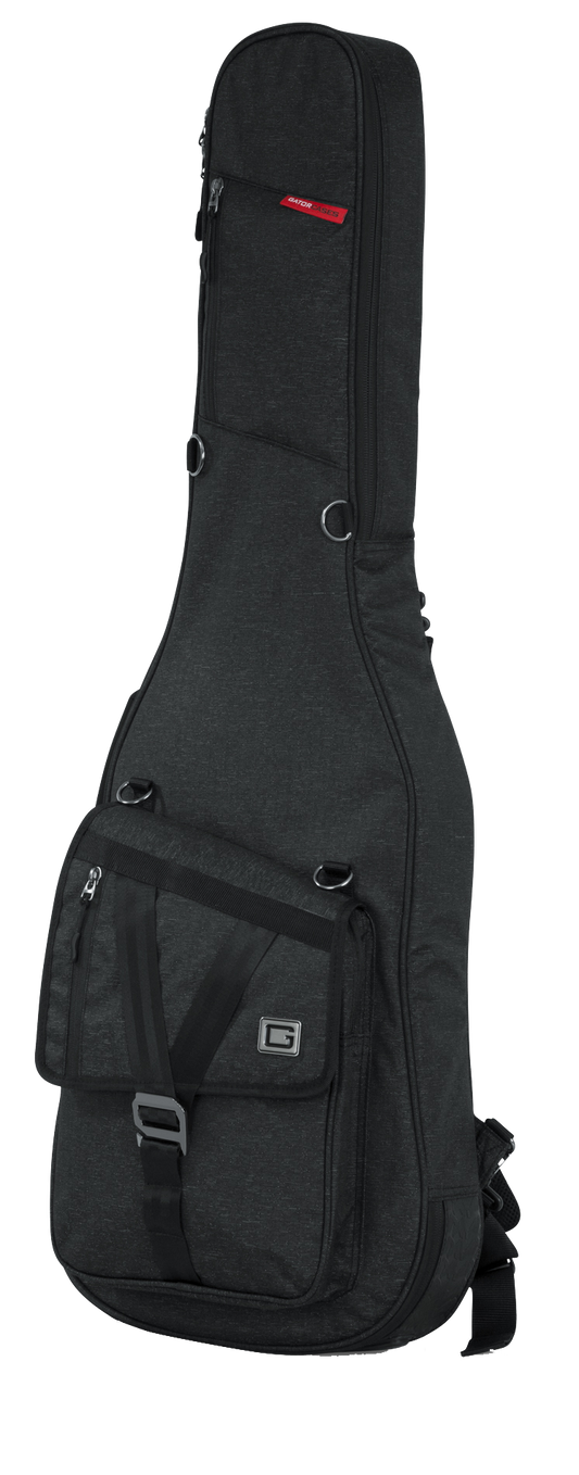 Front angle of Gator Transit Series Bag Electric Guitars Charcoal Black.