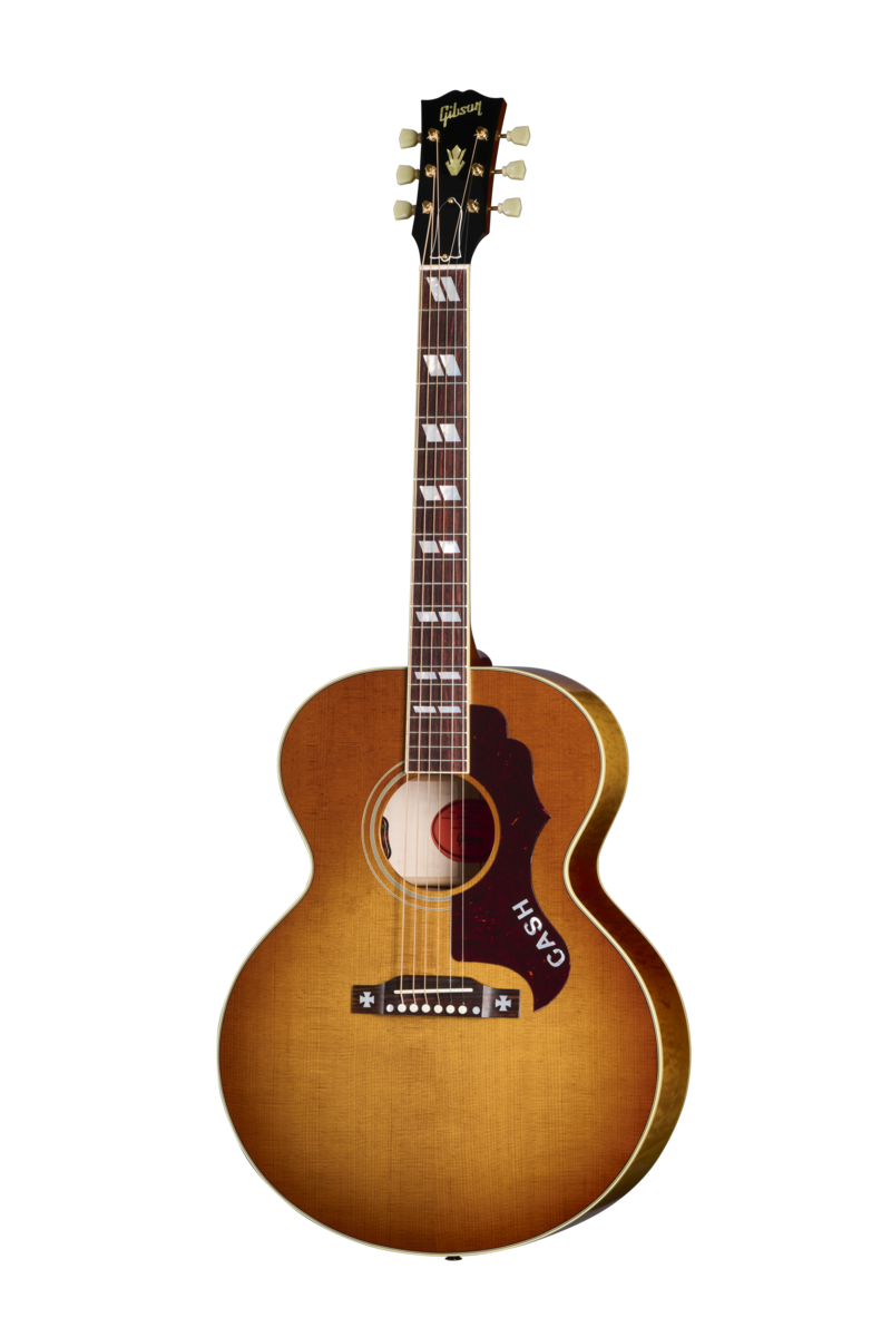 Full frontal of Gibson Custom Shop Rosanne Cash J-185 Heritage Cherry Sunburst.