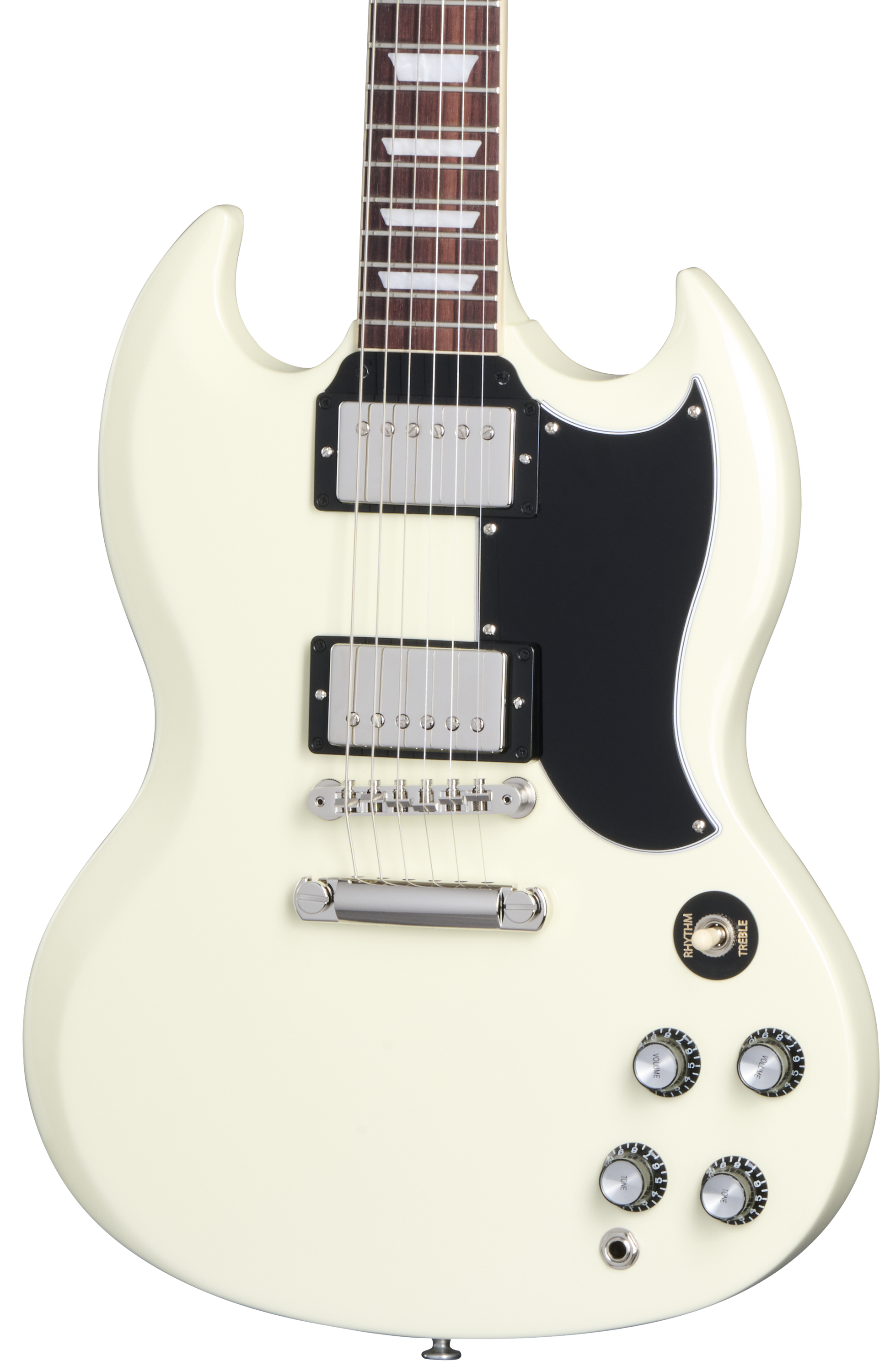 Front of Gibson SG Standard '61 Stop Bar Classic White.