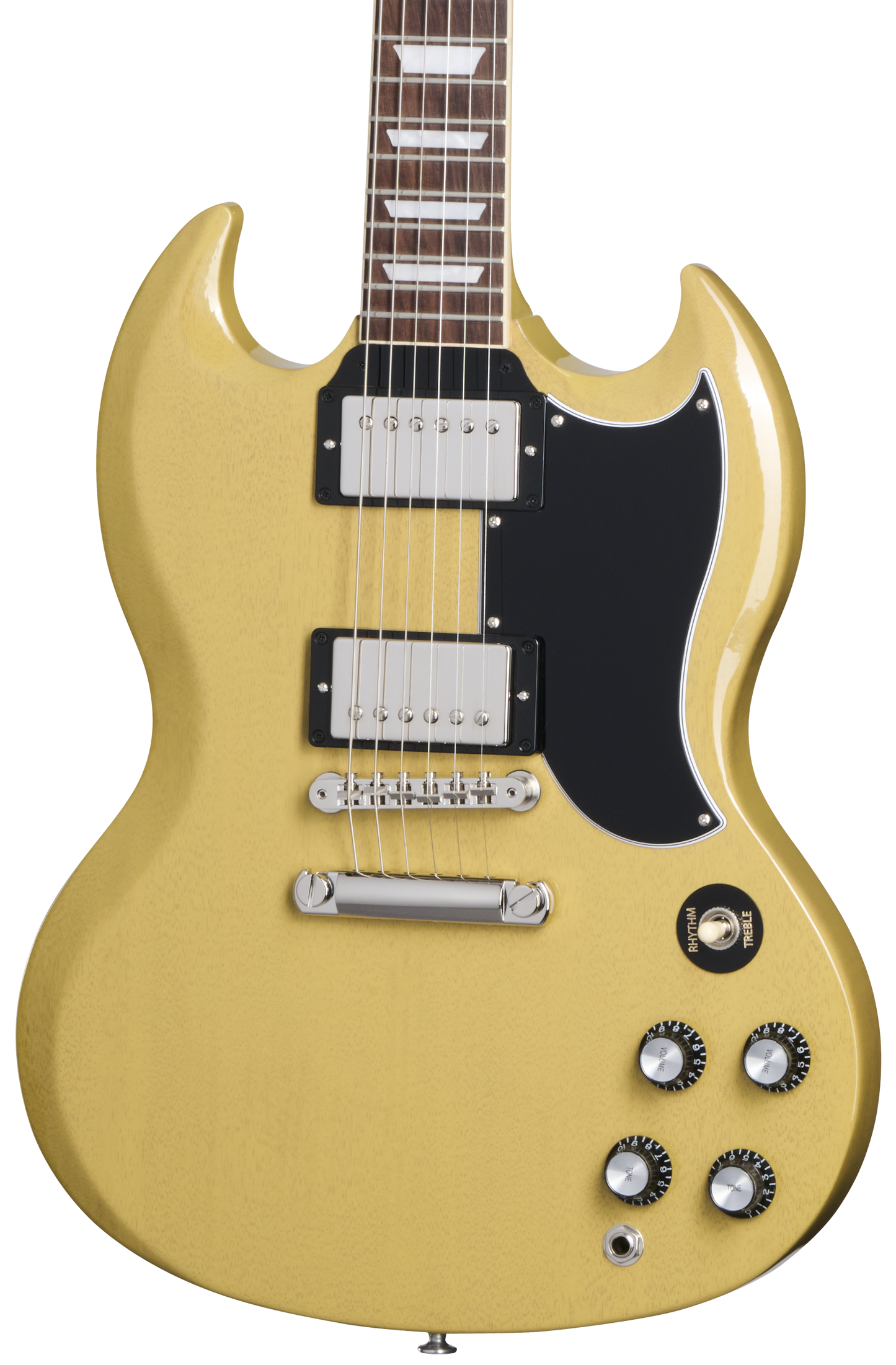 Front of Gibson SG Standard '61 Stop Bar TV Yellow.