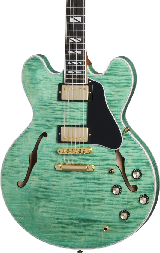 Front of Gibson USA ES Supreme Seafoam Green.