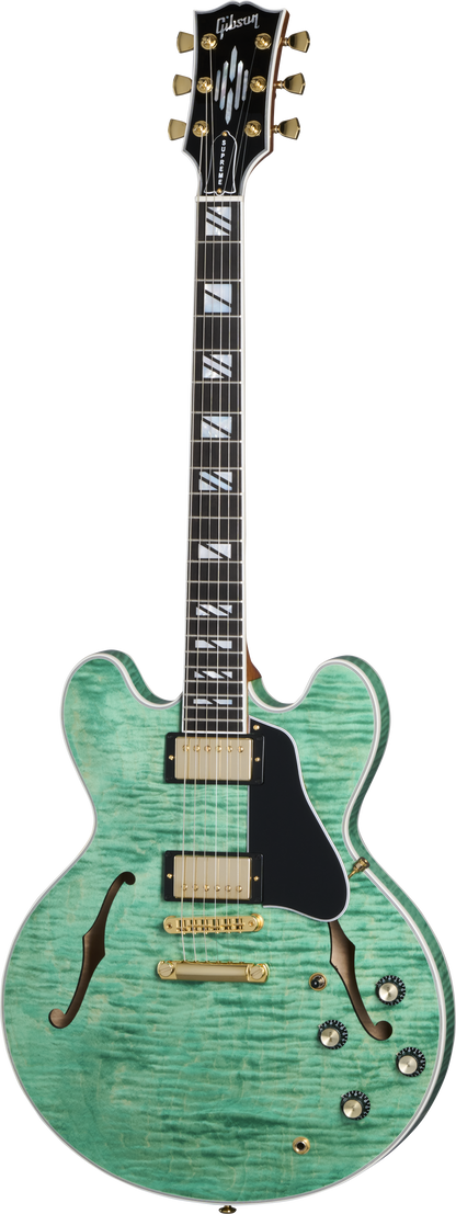 Full frontal of Gibson USA ES Supreme Seafoam Green.