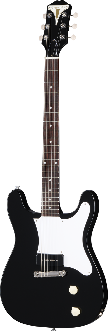 Full frontal of Gibson USA Epiphone Coronet Ebony.