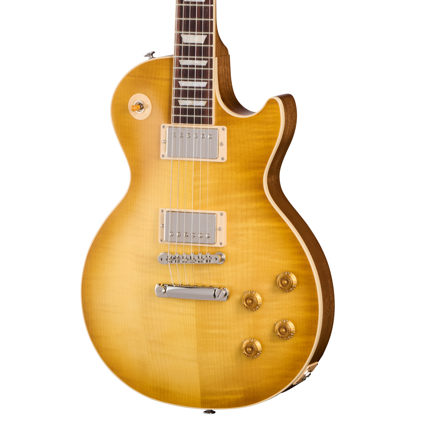 Front of Gibson USA Les Paul Standard 50s Faded Vintage Honey Burst.