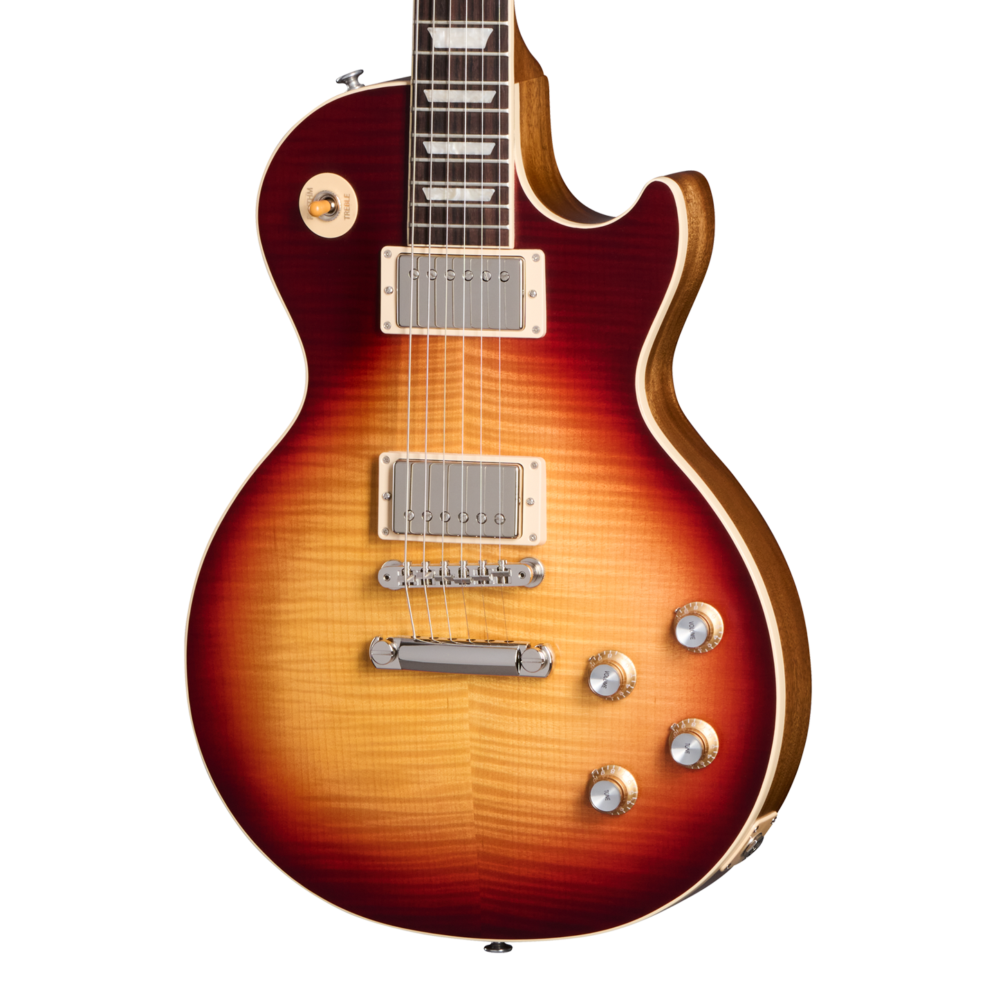 Front of Gibson USA Les Paul Standard 60s Faded Vintage Bourbon Burst.