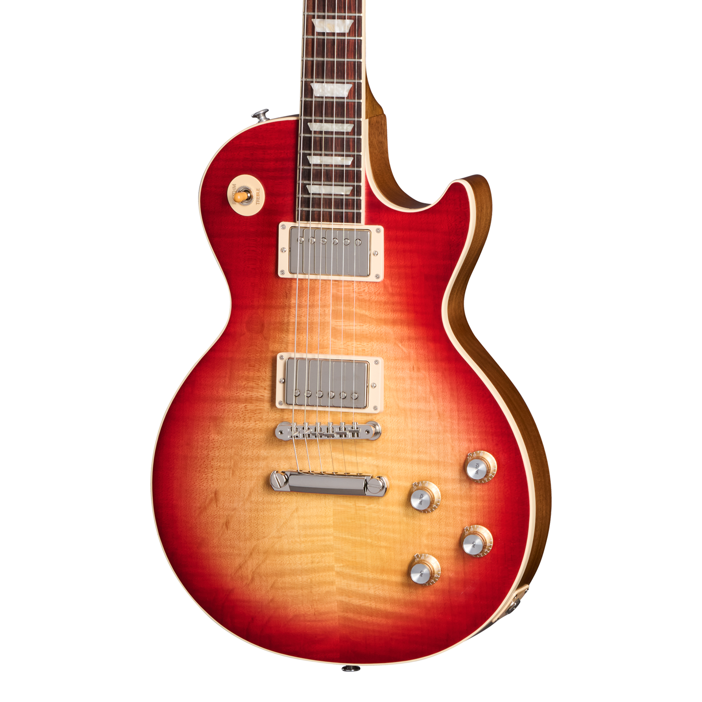 Front of Gibson USA Les Paul Standard 60s Faded Vintage Cherry Sunburst.