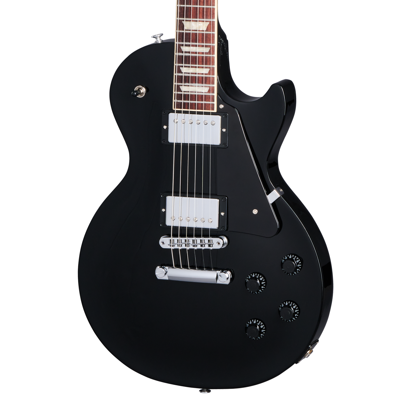 Front of Gibson USA Les Paul Studio Ebony.