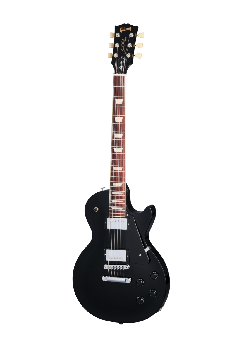 Full frontal of Gibson USA Les Paul Studio Ebony.