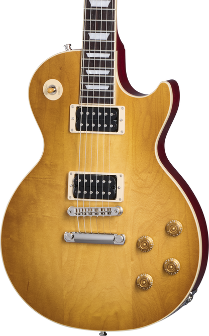 Front of Gibson USA Slash Les Paul Standard Jessica Honey Burst Red Back.