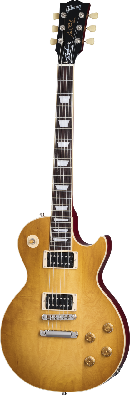 Full frontal of Gibson USA Slash Les Paul Standard Jessica Honey Burst Red Back.