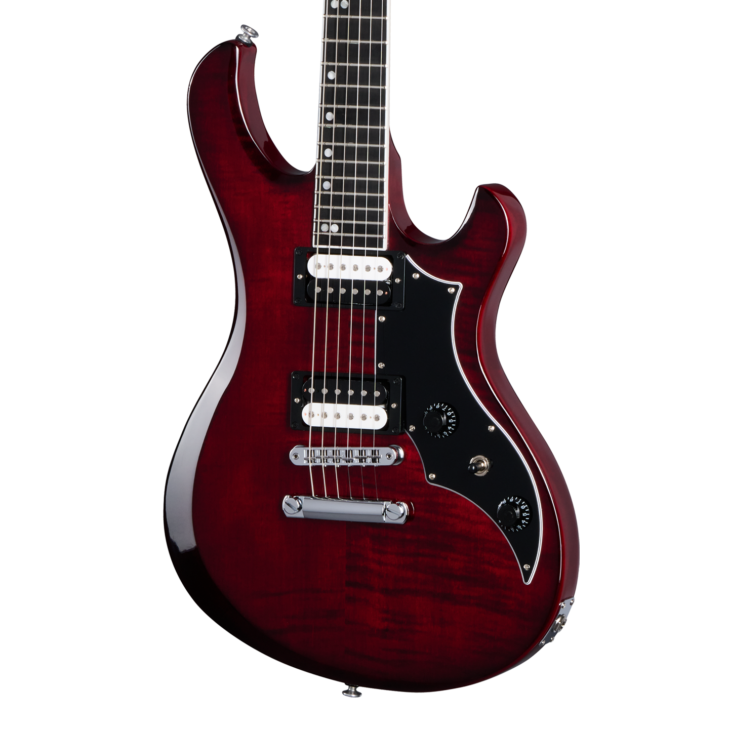 Front of Gibson USA Victory Figured Top Wine Red Burst.