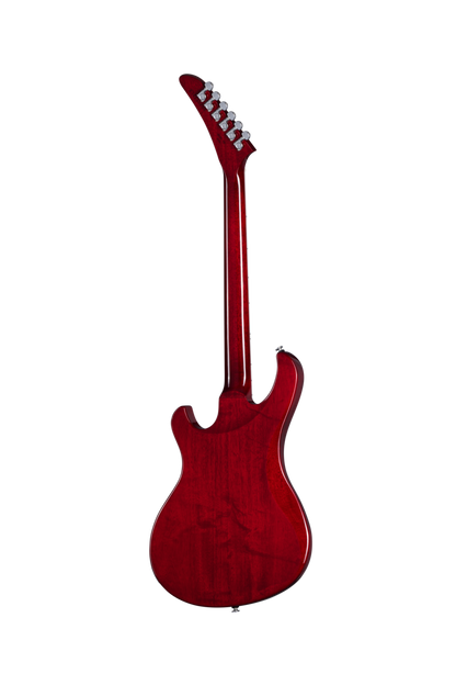 Back of Gibson USA Victory Figured Top Wine Red Burst.