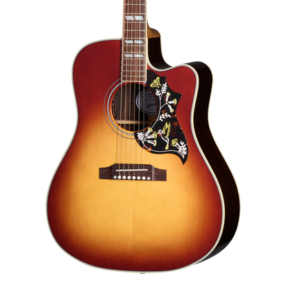 Front of Gibson Hummingbird Standard Rosewood EC Rosewood Burst.