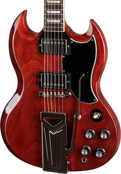 Front of Gibson SG Standard '61 Sideways Vibrola Vintage Cherry.