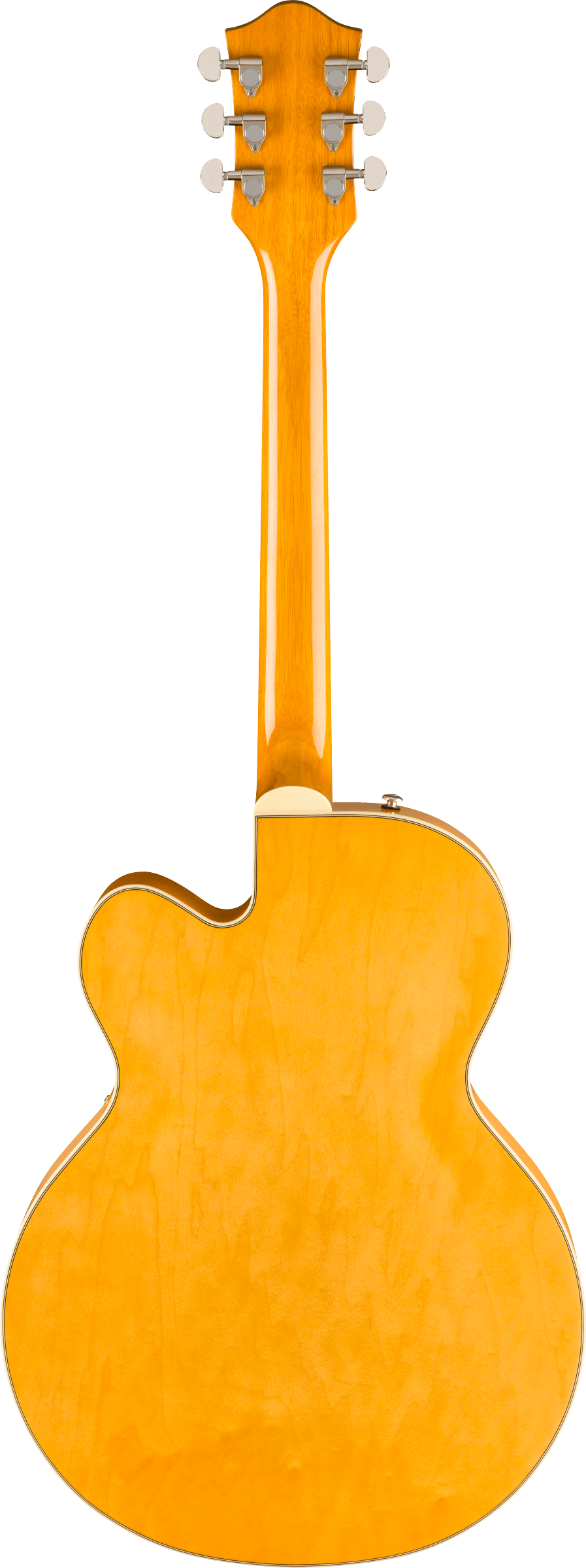 Back of Gretsch G2420 Streamliner Hollow Body with Chromatic II Laurel Fingerboard Broad'Tron BT-3S Pickups Village Amber.