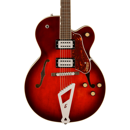 Front of Gretsch G2420 Streamliner Hollowbody Claret Burst.