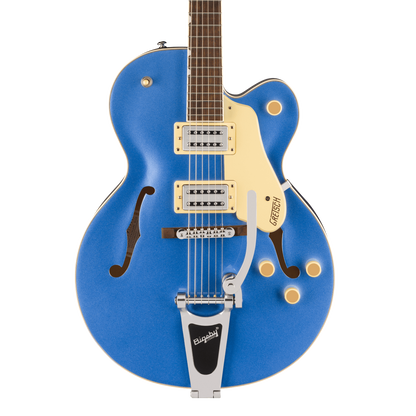 Front of Gretsch G2420T Streamliner Hollowbody w/bigsby Fiarlane Blue.