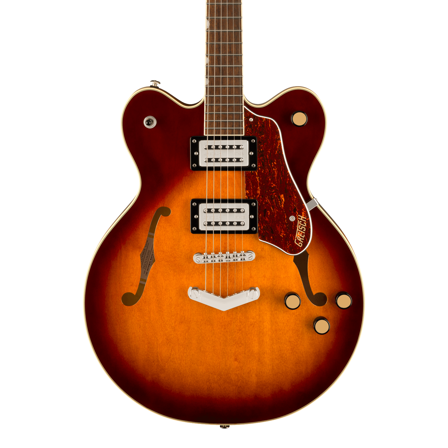 Front of Gretsch G2622 Streamliner Center Block Double-Cut w/V-Stoptail Forge Glow.